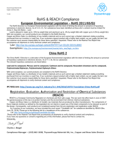 RoHS 2 Compliance Letter - thyssenkrupp Materials NA