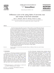 Differences exist in the eating habits of university men and women at