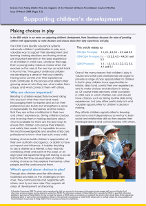 Supporting children`s development: Making choices in play
