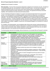 Apprenticeship standard for a bid and proposal co-ordinator