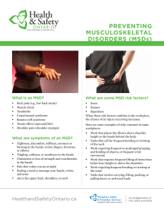 Preventing MuSculoSkeletal DiSorDerS (MSDs)