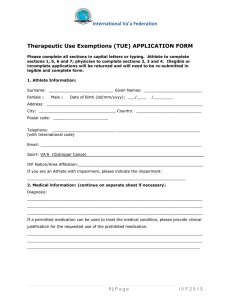 Therapeutic Use Exemption Application