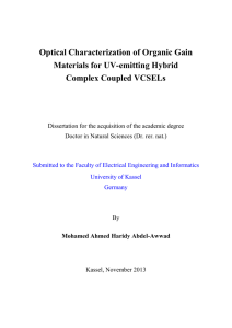 Optical Characterization of Organic Gain Materials for UV