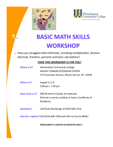 basic math skills workshop - Westchester Community College