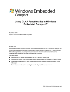 Using DLNA Functionality in Windows Embedded
