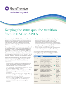 Keeping the status quo: the transition from PHIAC to APRA
