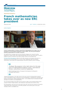 French mathematician takes over as new ERC president