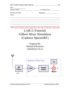 LAB-2 (Tutorial) Gilbert Mixer Simulation (Cadence SpectreRF)
