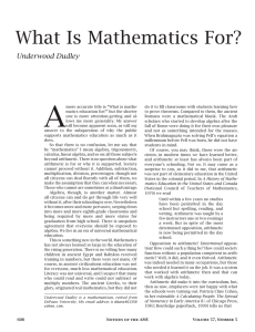 What Is Mathematics For? - American Mathematical Society