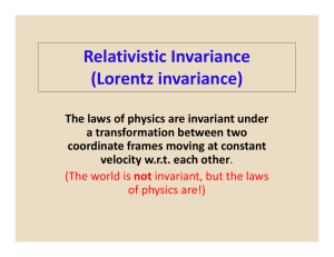 Relativistic Invariance (Lorentz invariance)