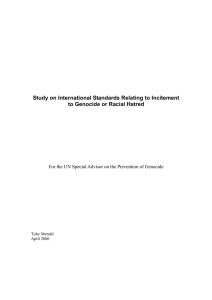 Study on International Standards Relating to Incitement to Genocide
