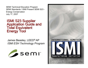 ISMI S23 Supplier Application Guide and Total Equivalent Energy