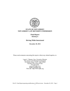 Driving While Intoxicated - New Jersey Law Revision Commission