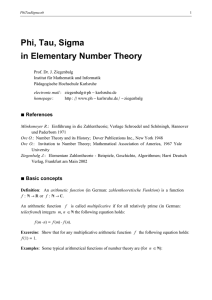 Phi, Tau, Sigma in Elementary Number Theory