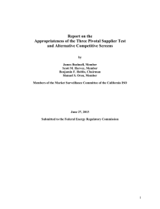 Report on the Appropriateness of the Three Pivotal Supplier Test