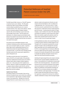 Potential Defenses of Implied Patent License Under the GPL