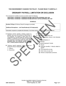 ordinary payroll limitation or exclusion