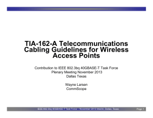 Summary of TIA-162-A Telecommunications Cabling