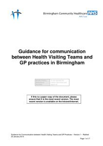 Guidance for communication between Health Visiting Teams and