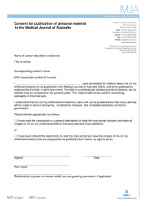a consent for publication of personal material form