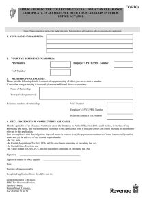 Application to the Collector-General for a tax clearance
