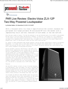 Prosound Network: PAR Live Review: Electro-Voice ZLX