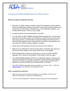 Submitting your ADEA AADSAS Application: Words of Advice