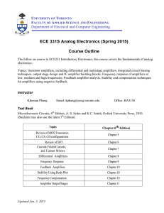 ECE 331S Analog Electronics (Spring 2015) Course Outline