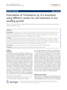 Formulation of Trichoderma sp. SL2 inoculants using different