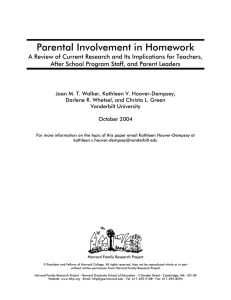 Parental Involvement in Homework - Harvard Family Research Project