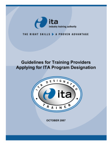 Guidelines for Training Providers Applying for ITA Program