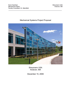 Mechanical Systems Project Proposal Straumann USA Andover, MA