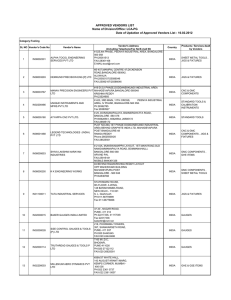 APPROVED VENDORS LIST Name of Division/Office: LCA