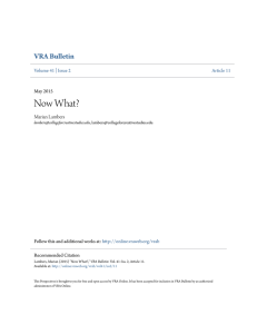 Now What? - VRA Online