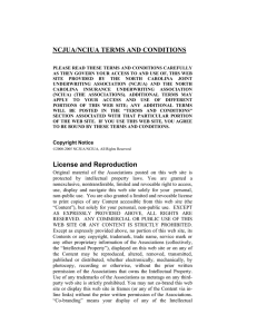 NCJUA/NCIUA TERMS AND CONDITIONS License and Reproduction
