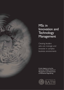 MSc in Innovation and Technology Management
