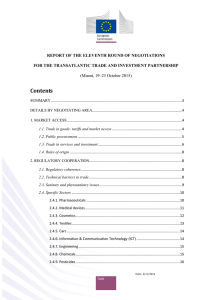 Report of the 11th round of negotiations on TTIP