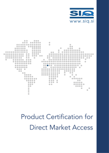 Product Certification for Direct Market Access