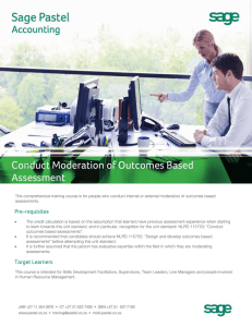 Conduct Moderation of Outcome Based Assessment Course Outline