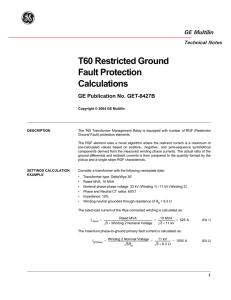 T60 Restricted Ground Fault Protection Calculations