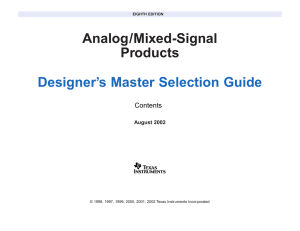 Designer`s Master Selection Guide - Table of