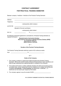 contract agreement for practical training semester