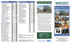 Rental Price List - East Coast Lumber