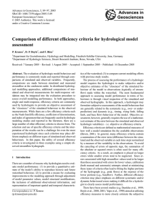 Comparison of different efficiency criteria for hydrological