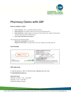 Pharmacy Claims with CBP - Canadian Benefit Provider