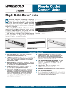 Plug-in Outlet Centers Product Specifications
