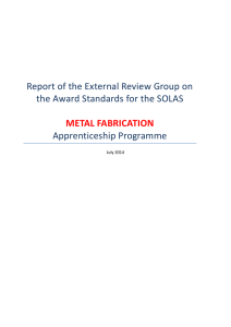 Report of External Review Group - Metal Fabrication