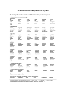 List of Verbs for Formulating Educational Objectives