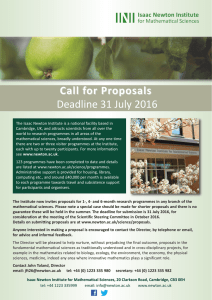 Call for Proposals Deadline 31 July 2016