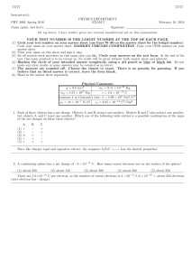 Exam 1 with Solutions - Department of Physics